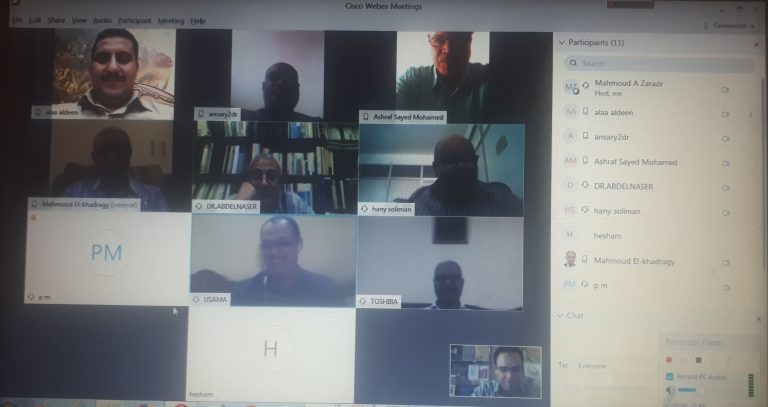 عقد اليوم الخميس 16 – 4 – 2020م مجلس كلية الآثار بواسطة تقنية الـ Video Conference ببرنامج Cisco Webex Meetings